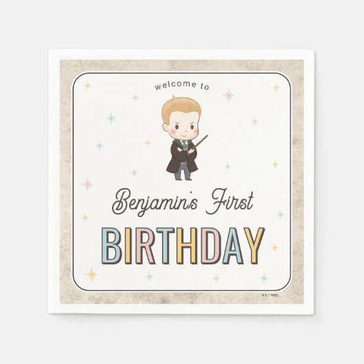 Harry Potter Chibi Draco Malfoy Tovenaar Verjaarda Servet (Voorkant)
