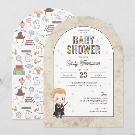 Harry Potter Chibi Draco Malfoy Wizard Babyfeestje Kaart (Voorkant / Achterkant)