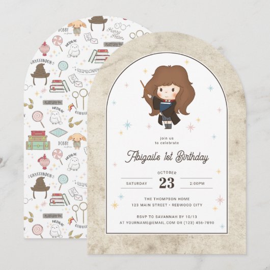 Harry Potter | Chibi Hermelien Tovenaar Verjaardag Kaart (Voorkant / Achterkant)