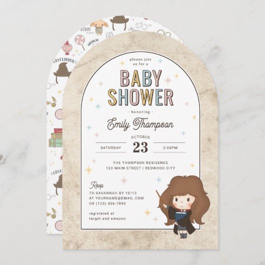 Harry Potter | Chibi Hermione Wizard Baby shower Kaart (Voorkant / Achterkant)