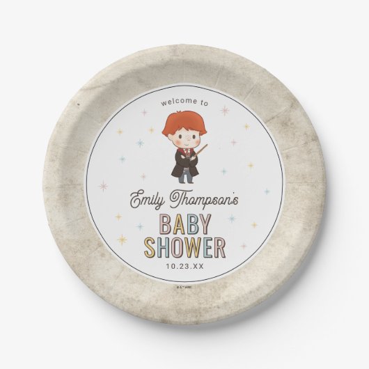 Harry Potter Chibi Ron Weasley Tovenaar Baby Showe Papieren Bordje (Voorkant)