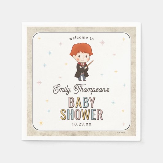 Harry Potter Chibi Ron Weasley Tovenaar Baby Showe Servet (Voorkant)