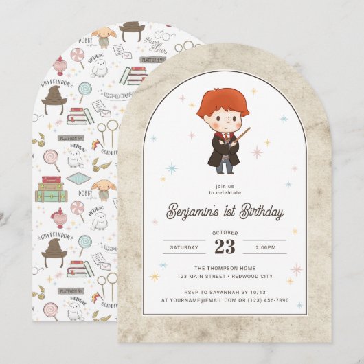 Harry Potter | Chibi Ron Weasley Tovenaar Verjaard Kaart (Voorkant / Achterkant)