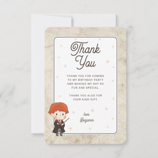 Harry Potter Chibi Ron Weasley Tovenaar Verjaardag Bedankkaart (Voorkant)