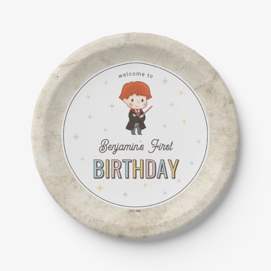 Harry Potter Chibi Ron Weasley Tovenaar Verjaardag Papieren Bordje (Voorkant)