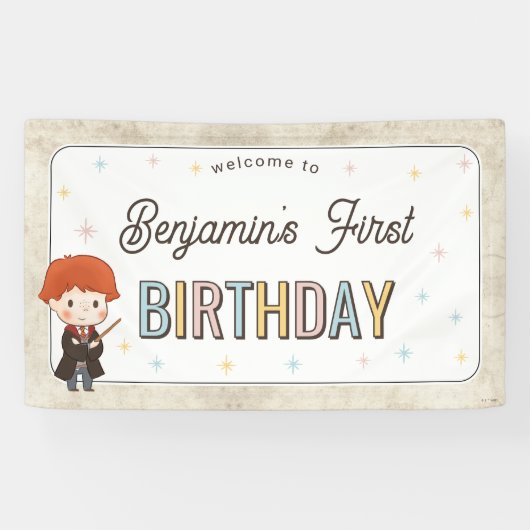 Harry Potter Chibi Ron Weasley Tovenaar Verjaardag Spandoek (Horizontaal)