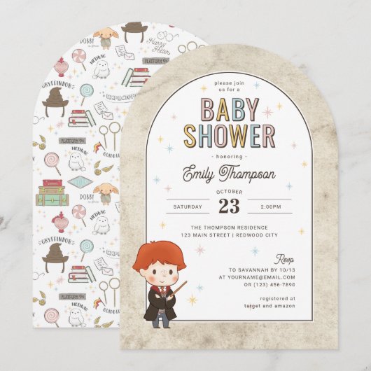 Harry Potter Chibi Ron Weasley Tovverslag Babyfees Kaart (Voorkant / Achterkant)