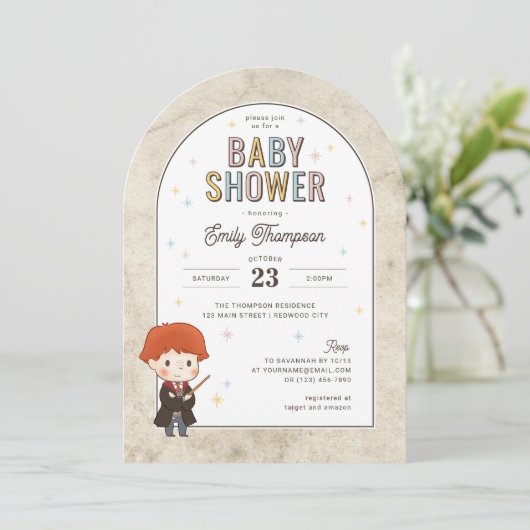 Harry Potter Chibi Ron Weasley Wizard Baby shower Kaart (Staand voorkant)