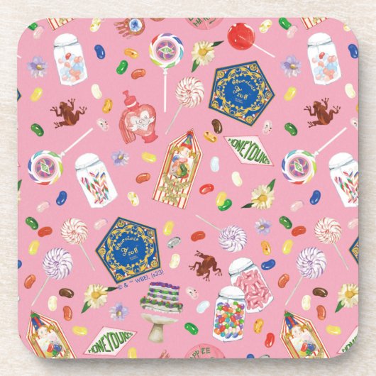 HARRY POTTER™ | Chocolade-kikkers en Snoep-patroon Bier Onderzetter (Voorkant)