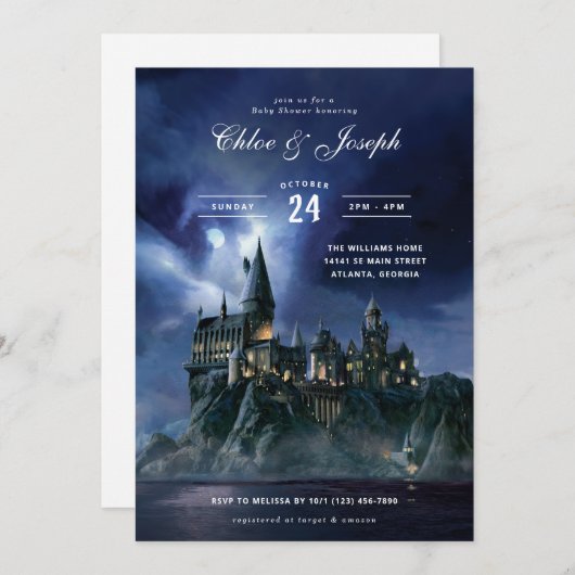 Harry Potter | Dark Zweinstein Castle baby shower Kaart (Voorkant / Achterkant)