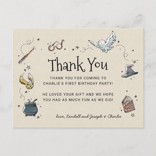 Harry Potter Eerste Verjaardag Bedankt Briefkaart (Voorkant)