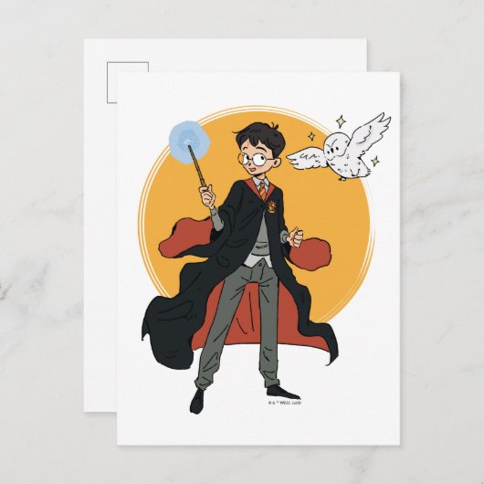HARRY POTTER™ en Hedwig Illustratie Briefkaart (Voorkant / Achterkant)