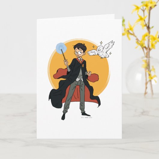 HARRY POTTER™ en Hedwig Illustratie Kaart (Gele Bloem)