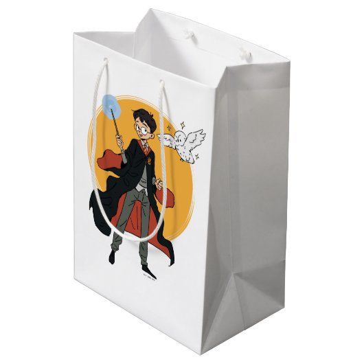 HARRY POTTER™ en Hedwig Illustratie Medium Cadeauzakje (Achterkant Gekanteld)
