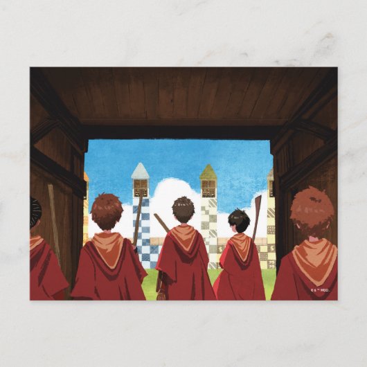 HARRY POTTER™ en het GRYFFINDOR™ QUIDDITCH™-team Briefkaart (Voorkant)