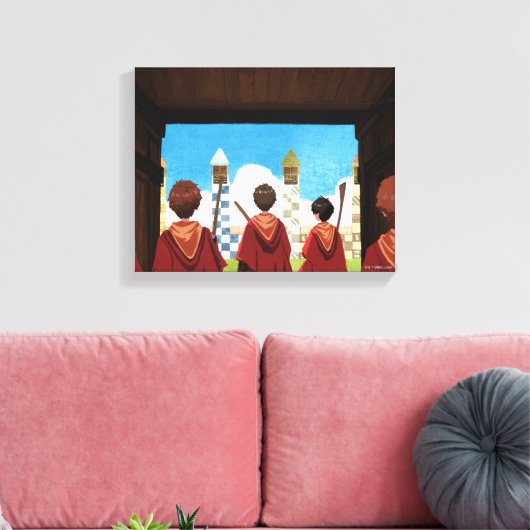 HARRY POTTER™ en het GRYFFINDOR™ QUIDDITCH™-team Canvas Afdruk (Insitu (Woonkamer))