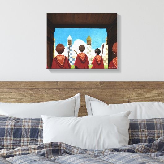 HARRY POTTER™ en het GRYFFINDOR™ QUIDDITCH™-team Canvas Afdruk (Insitu (Slaapkamer))