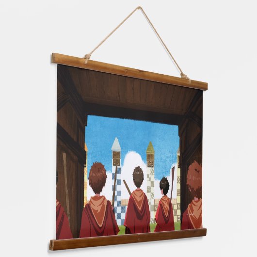 HARRY POTTER™ en het GRYFFINDOR™ QUIDDITCH™-team Hangend Wandkleed (Gebogen)