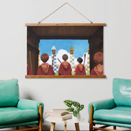 HARRY POTTER™ en het GRYFFINDOR™ QUIDDITCH™-team Hangend Wandkleed (Woonkamer)
