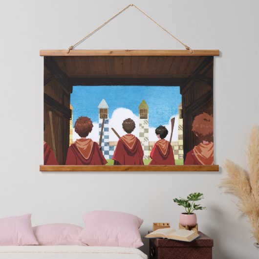 HARRY POTTER™ en het GRYFFINDOR™ QUIDDITCH™-team Hangend Wandkleed (Slaapkamer)