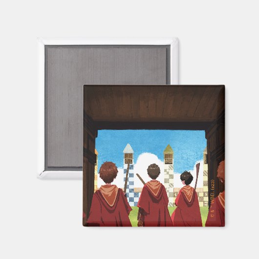 HARRY POTTER™ en het GRYFFINDOR™ QUIDDITCH™-team Magneet (Voorkant / Achterkant)