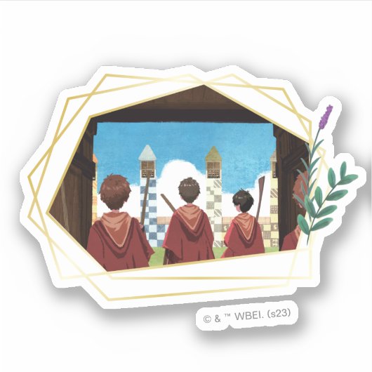 HARRY POTTER™ en het GRYFFINDOR™ QUIDDITCH™-team Sticker (Voorkant)