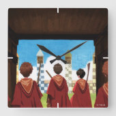 HARRY POTTER™ en het GRYFFINDOR™ QUIDDITCH™-team Vierkante Klok (Voorkant)