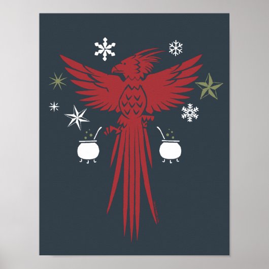 HARRY POTTER™ Fawkes & Cauldrons Holiday Grafisch Poster (Voorkant)