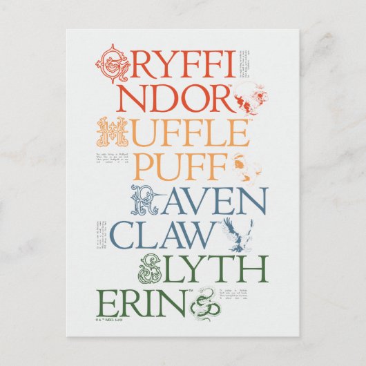 HARRY POTTER™ | Fijne schets HOGWARTS™-huizen Briefkaart (Voorkant)