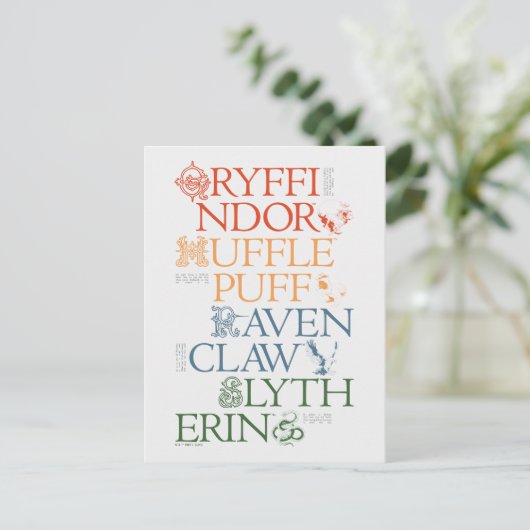 HARRY POTTER™ | Fijne schets HOGWARTS™-huizen Briefkaart (Staand voorkant)