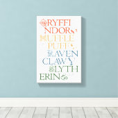 HARRY POTTER™ | Fijne schets HOGWARTS™-huizen Canvas Afdruk (Insitu (Houten vloer))