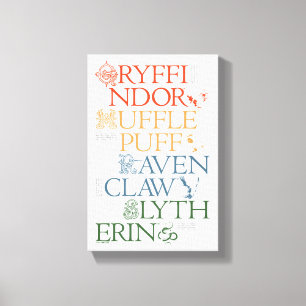 HARRY POTTER™   Fijne schets HOGWARTS™-huizen Canvas Afdruk