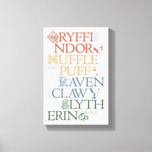 HARRY POTTER™ | Fijne schets HOGWARTS™-huizen Canvas Afdruk (Voorkant)