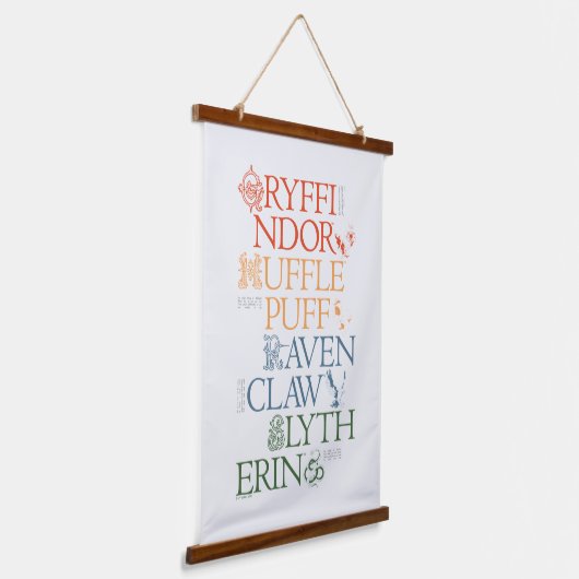 HARRY POTTER™ | Fijne schets HOGWARTS™-huizen Hangend Wandkleed (Gebogen)