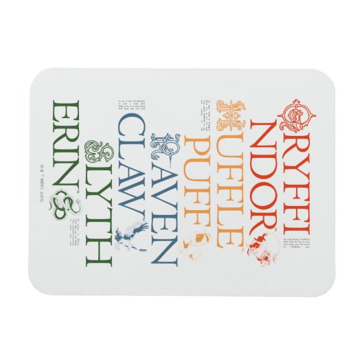 HARRY POTTER™ | Fijne schets HOGWARTS™-huizen Magneet (Horizontaal)