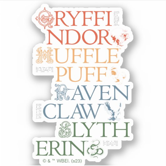 HARRY POTTER™ | Fijne schets HOGWARTS™-huizen Sticker (Voorkant)