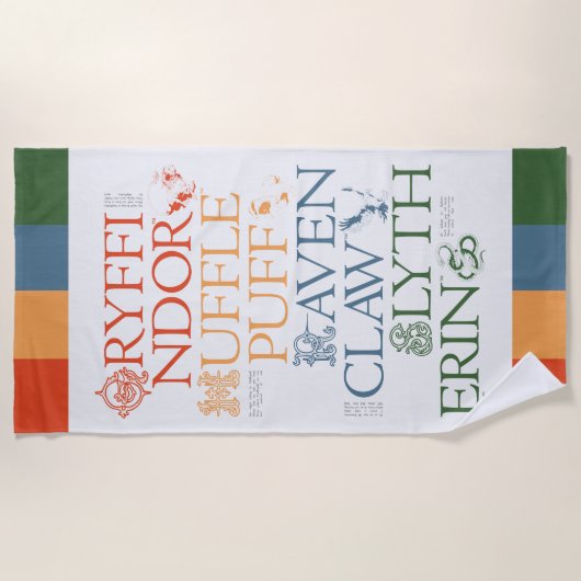 HARRY POTTER™ | Fijne schets HOGWARTS™-huizen Strandlaken (Voorkant)