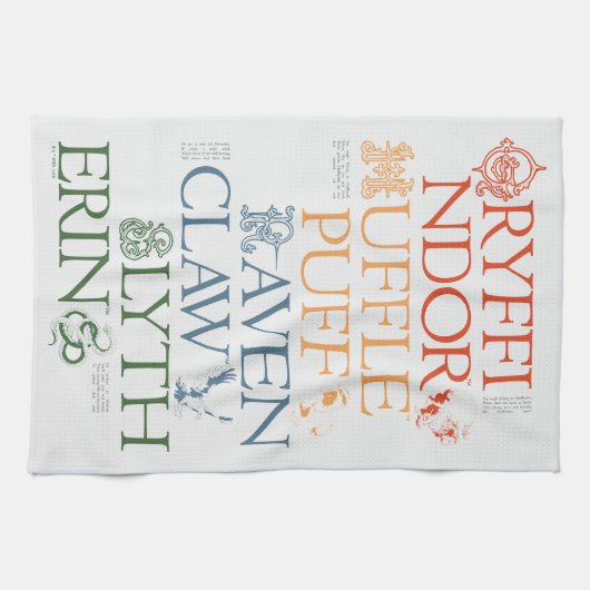 HARRY POTTER™ | Fijne schets HOGWARTS™-huizen Theedoek (Horizontaal)