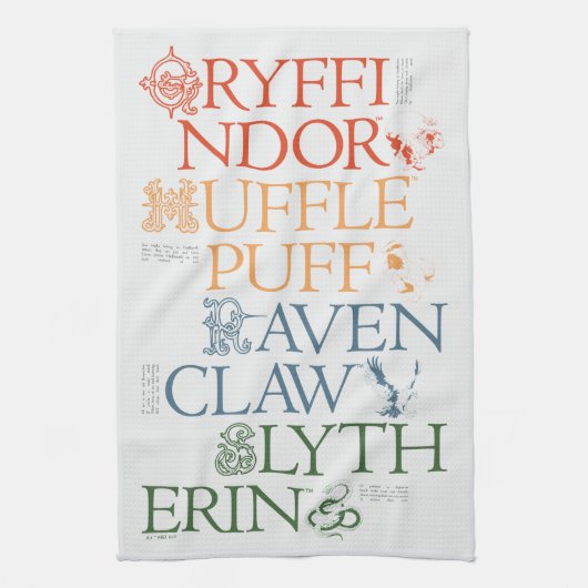 HARRY POTTER™ | Fijne schets HOGWARTS™-huizen Theedoek (Verticaal)