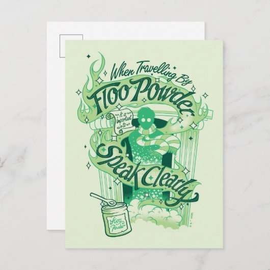 Harry Potter| Floo Powder Typography Graphic Briefkaart (Voorkant / Achterkant)