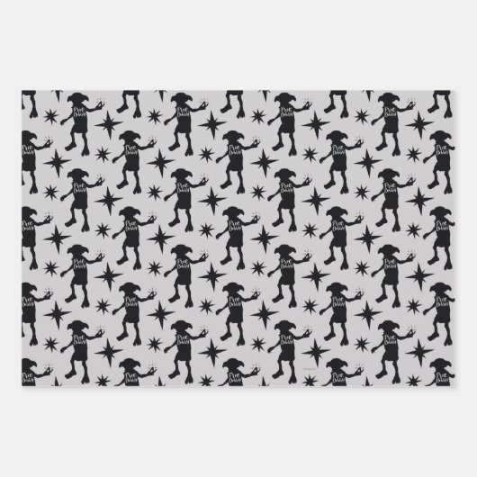 Harry Potter | "Free Dobby" Silhouette Typografie Inpakpapier Vel (Voorkant 3)