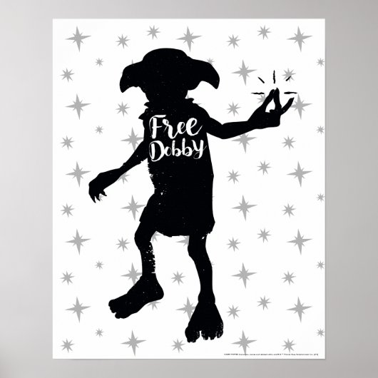 Harry Potter | "Free Dobby" Silhouette Typografie Poster (Voorkant)