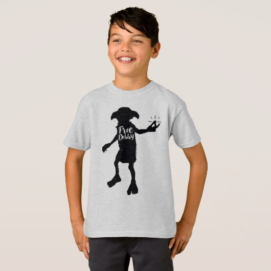 Harry Potter | "Free Dobby" Silhouette Typografie T-shirt (Voorkant volledig)