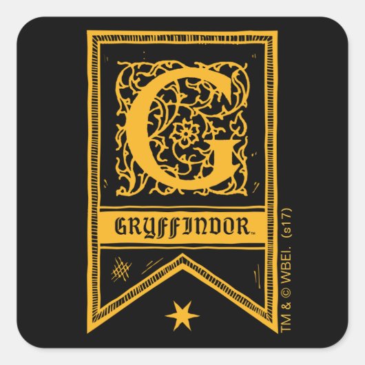 Harry Potter | Griffoendor Monogram Vlag Vierkante Sticker (Voorkant)