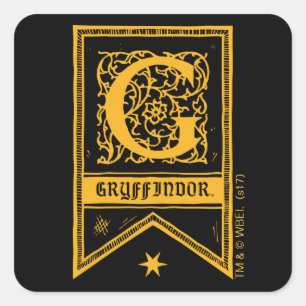 Harry Potter Griffoendor Monogram Vlag Vierkante Sticker