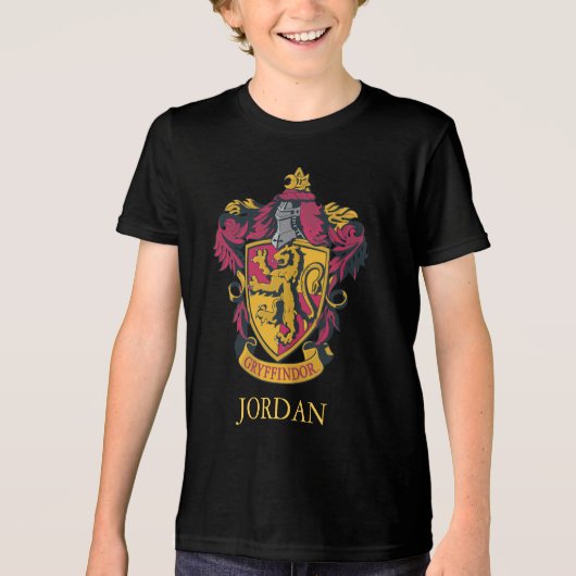 Harry Potter | Griffoendor Wapenschild Goud en Roo Tri-Blend Shirt (Voorkant)