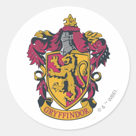 Harry Potter| Gryffindor Crest Gold en Red Ronde Sticker (Voorkant)