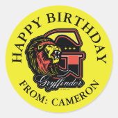 HARRY POTTER™ | GRYFFINDOR™ Gelukkige Verjaardag Ronde Sticker (Voorkant)