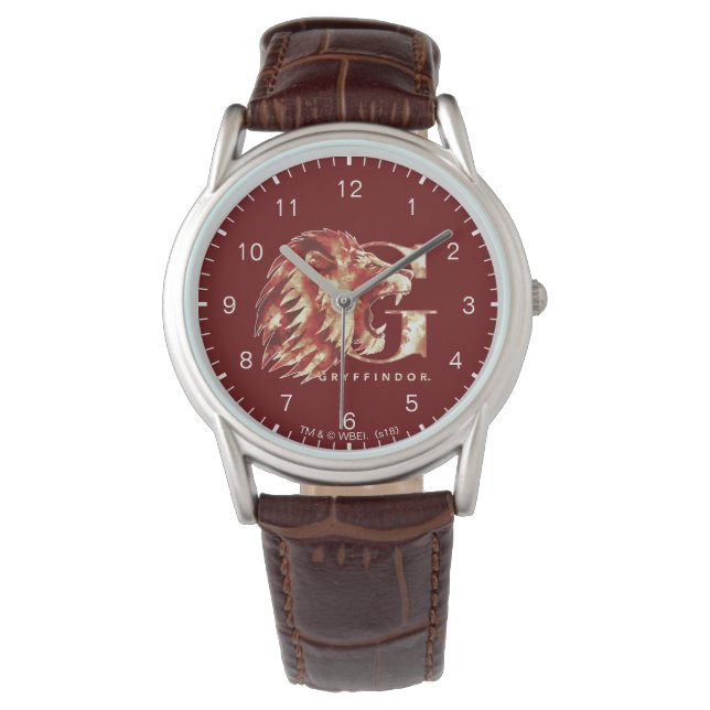 Harry Potter | GRYFFINDOR™ Leeuw Aquarel Horloge (Voorkant)