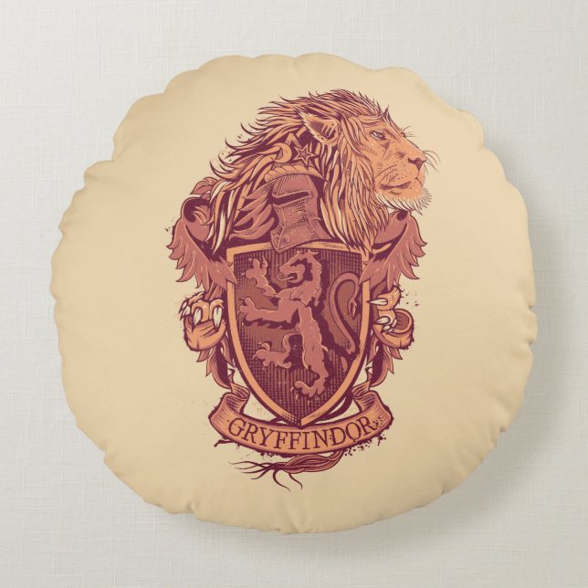 Harry Potter | Gryffindor Lion Crest Rond Kussen (Voorkant)